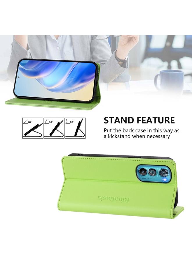 اس-توب جراب لهاتف Motorola Edge 30 RC01 مصنوع من الجلد ثنائي الطي مع خاصية الشفط المغناطيسي بتقنية RFID - Image 4