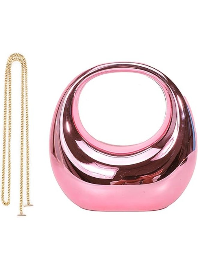 A unique moon-shaped acrylic women's handbag with a top handle, perfect for weddings, cocktail parties, and evening events. - Image 1
