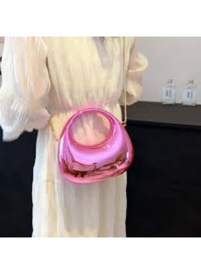 A unique moon-shaped acrylic women's handbag with a top handle, perfect for weddings, cocktail parties, and evening events. - Image 2