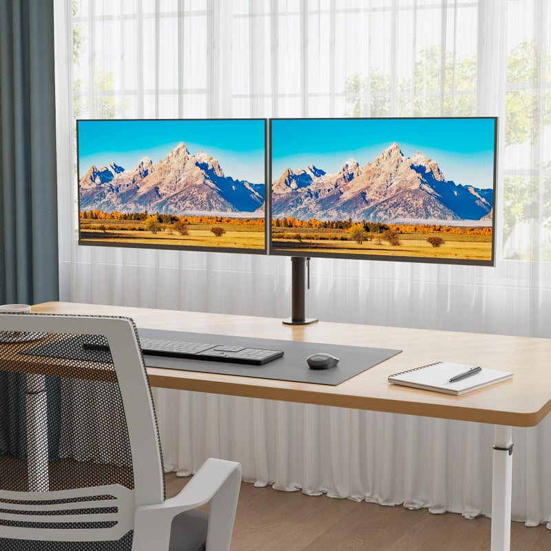 BONTEC Dual Monitor Desk Mount, Full Motion Adjustable Monitor Stand for 13â€“27 Inch Screens, Heavy Duty Arms Hold Up to 22 lbs Each, VESA 75x75/100x100 mm, C Clamp and Grommet Base, Cable Management - Image 2