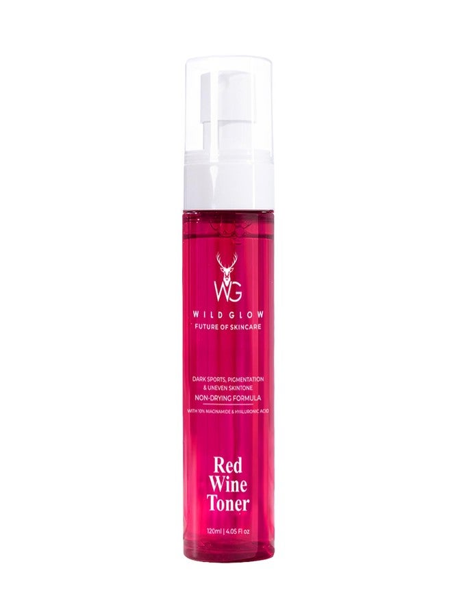 WILDGLOW 7in1 Red Wine 10% Niacinamide Face Toner for Oily & Acne Prone Skin | Toner for Pore Cleansing, Open Pores Tightening & Glowing Skin | Real Wine Extract & Vitamin B3 | For Women & Men | 120ml - Image 1