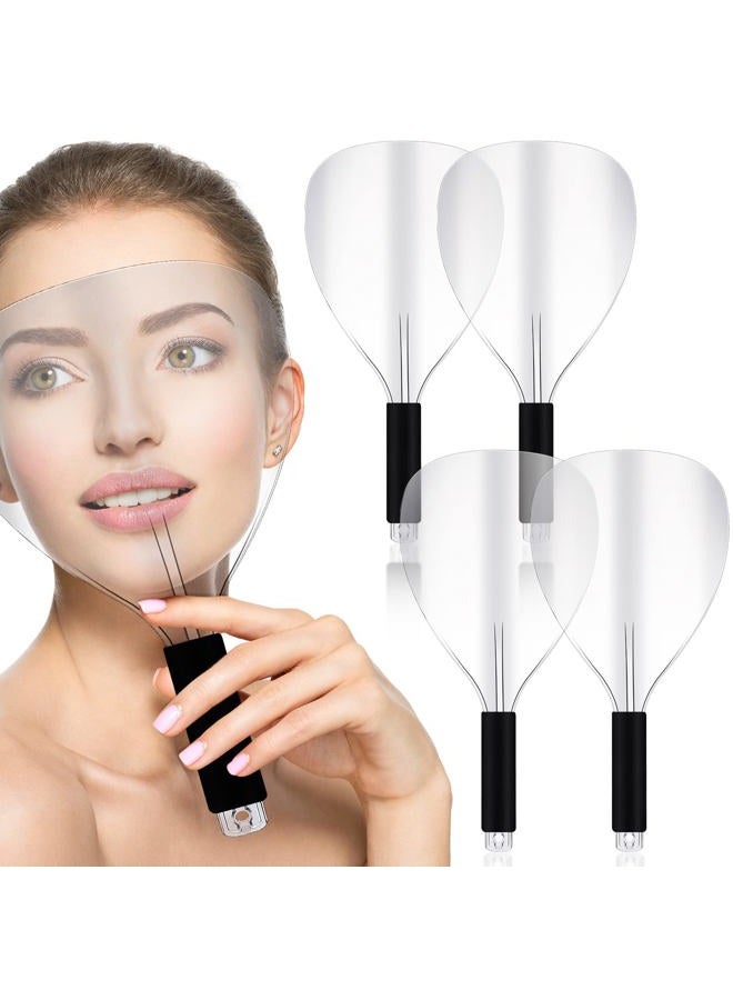 Flutesan 4 PCS Reusable Plastic Face Protector Masks with Sponge Handle for Hair Cutting, Spraying, Makeup Application - Image 1