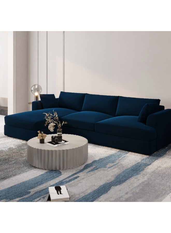 Al Home Elegant Dark Blue Velvet L-Shaped Sofa - 240x150x45x85 cm - Swedish Wood By Alhome - Image 3
