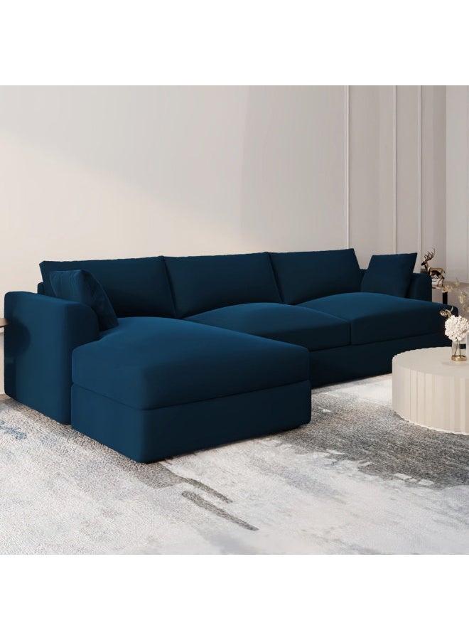 Al Home Elegant Dark Blue Velvet L-Shaped Sofa - 240x150x45x85 cm - Swedish Wood By Alhome - Image 1
