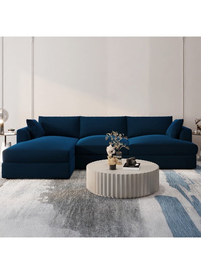 Al Home Elegant Dark Blue Velvet L-Shaped Sofa - 240x150x45x85 cm - Swedish Wood By Alhome - Image 2