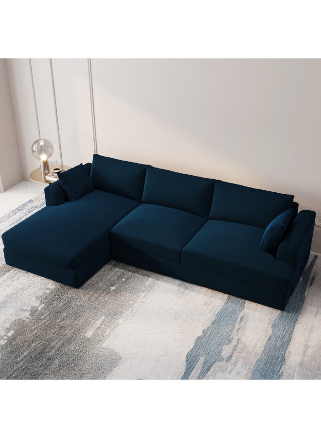 Al Home Elegant Dark Blue Velvet L-Shaped Sofa - 240x150x45x85 cm - Swedish Wood By Alhome - Image 4
