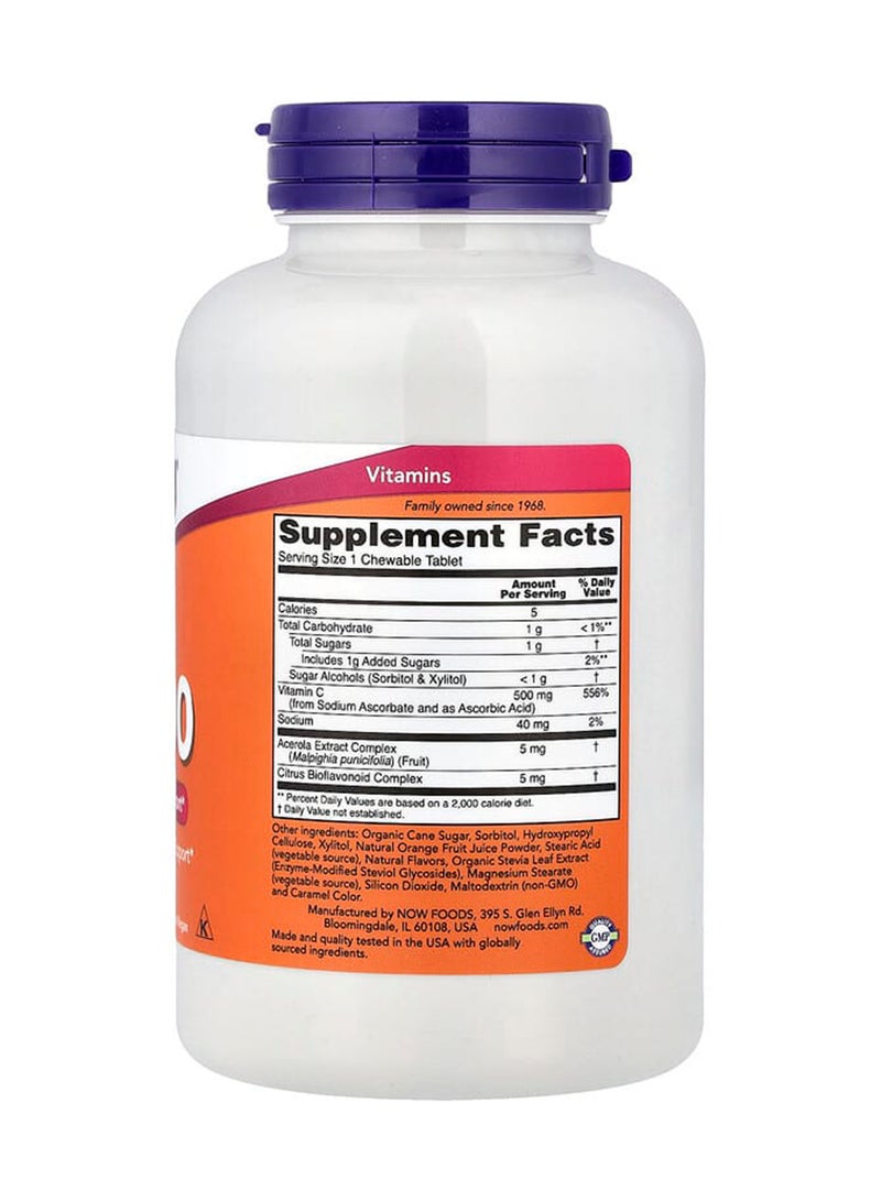 Now Foods Vitamin C-500 100 Chewable Tablets - Image 2