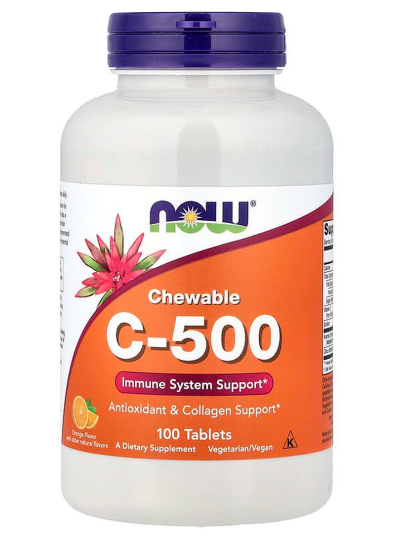 Now Foods Vitamin C-500 100 Chewable Tablets - Image 1
