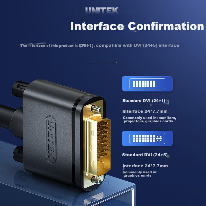 JD Jing Zao UNITEK DVI Cable, DVI24+1 Converter Cable, DVI-D Male to Male Dual Channel Digital HD Connection Cable for Computer Monitor Video Cable, 3 Meters, Y-C209A - Image 2