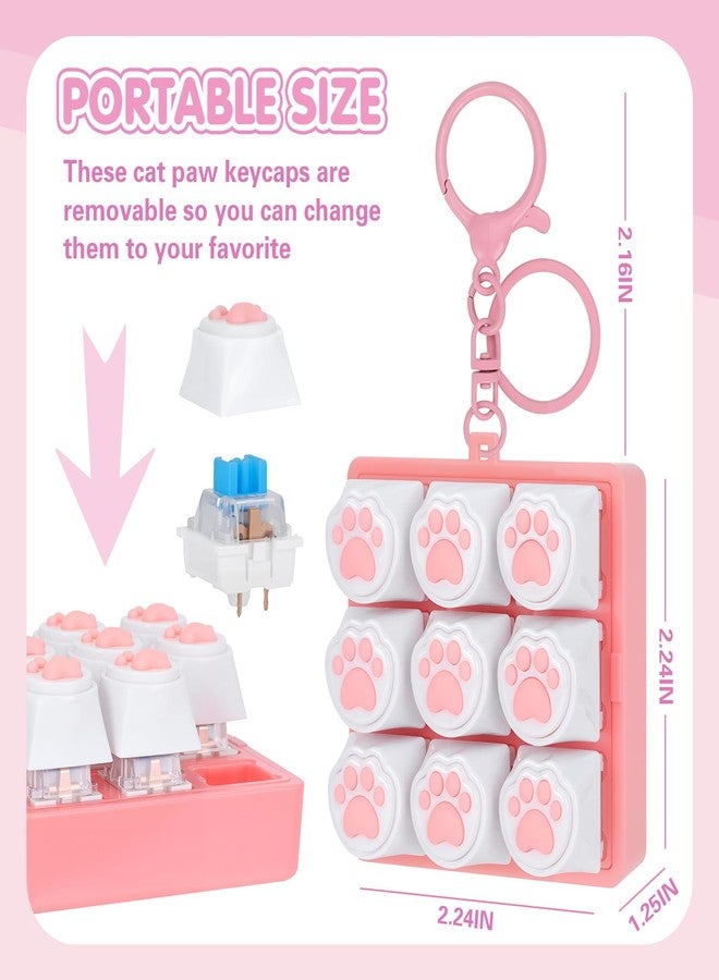 FunisFun Cat Paw Keyboard Fidget Toys for Adults, Keyboard Fidget Clicker Keychain with Clicky Sound for Office Meeting Stress Relief & Anxiety Cat Lover (Pink) - Image 2
