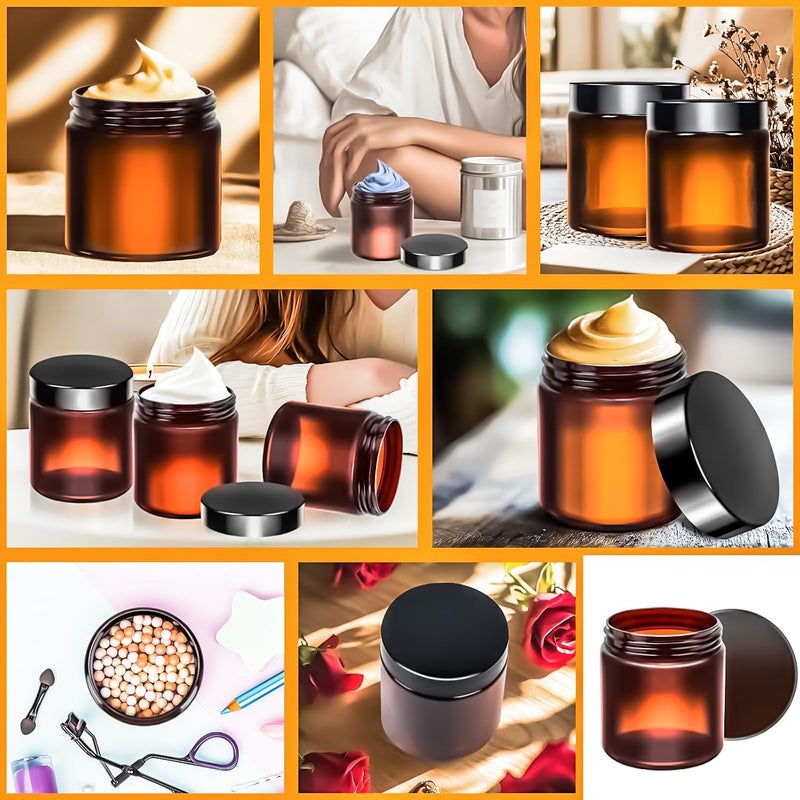 MotBach 5 Pack 8oz Plastic Jars with Lids, 240ml Amber Round Cosmetic Containers Makeup Jars, Travel Size Containers Jars for Lotion Cream Eyeshadow Sample Powder Slime Ointment Salve Balm Storage - Image 4