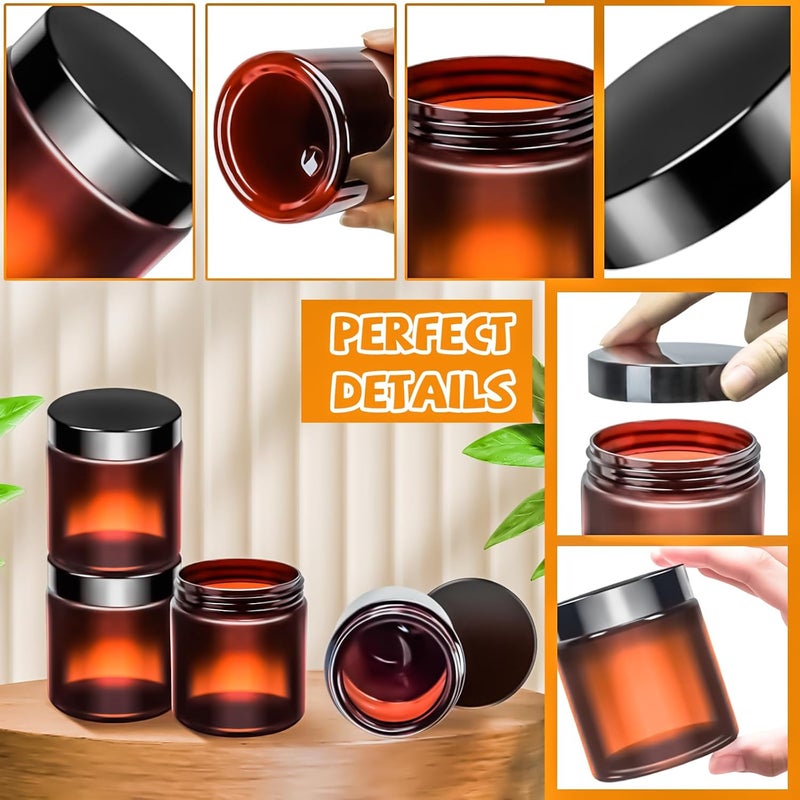 MotBach 5 Pack 8oz Plastic Jars with Lids, 240ml Amber Round Cosmetic Containers Makeup Jars, Travel Size Containers Jars for Lotion Cream Eyeshadow Sample Powder Slime Ointment Salve Balm Storage - Image 3