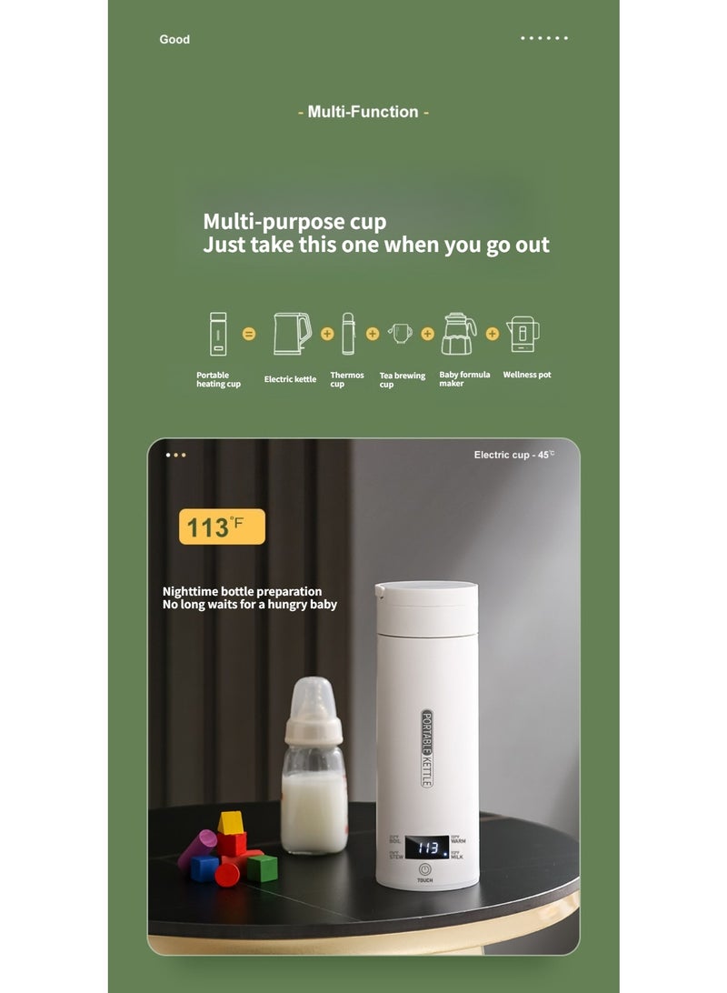 ✨450ml Portable Electric Kettle✨ 300W Fast Boil Travel Kettle with LCD Display | 4-Temp Control & Auto Shut-Off | 304 Stainless Steel - Image 4