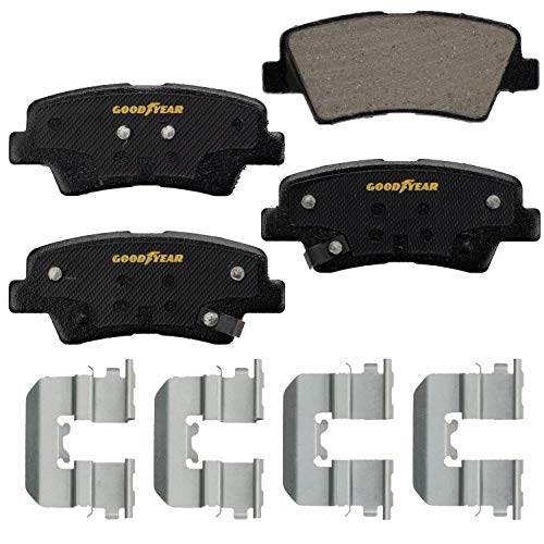 Goodyear Brakes PRK3607R | Rear Brake Kit w/Pair (2) of Coated Brake Rotors & Ceramic Brake Pads fit Hyundai Elantra 19-11, Elantra Coupe 14-13, Elantra GT 19-13 & More - See Applications Below - Image 2