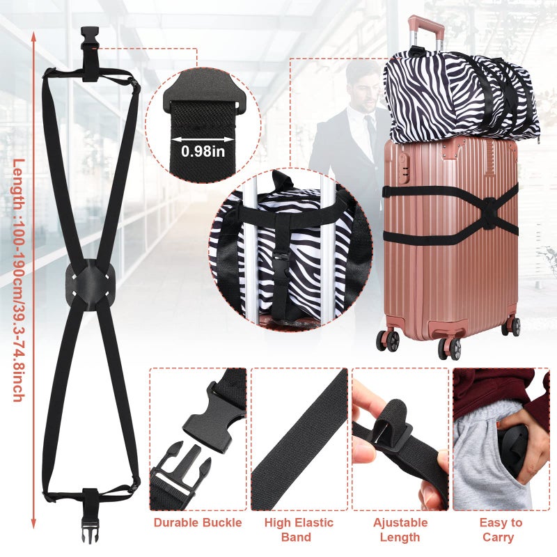 Saintrygo 4 Pack Luggage Straps Set, Add a Bag Luggage Straps, TSA Approved Suitcase Straps Accessories with Buckles for Travel Family(Black, Medium)  - Image 2