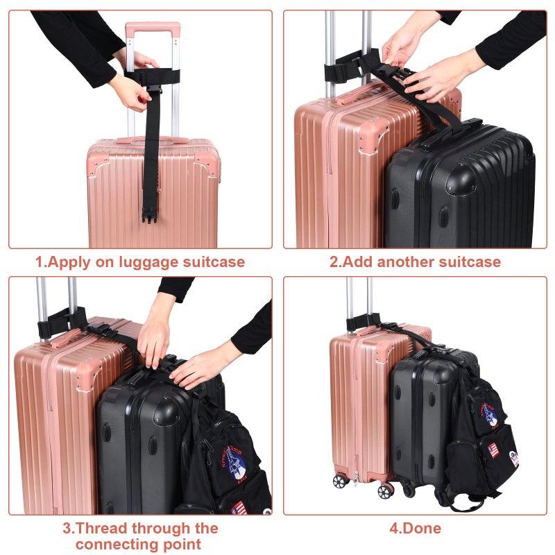 Saintrygo 4 Pack Luggage Straps Set, Add a Bag Luggage Straps, TSA Approved Suitcase Straps Accessories with Buckles for Travel Family(Black, Medium)  - Image 5