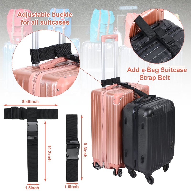Saintrygo 4 Pack Luggage Straps Set, Add a Bag Luggage Straps, TSA Approved Suitcase Straps Accessories with Buckles for Travel Family(Black, Medium)  - Image 3