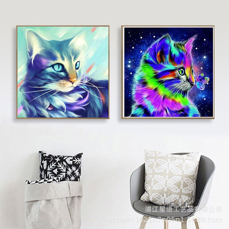 Sale 5D Diamond Painting New Diy Colorful Cat Combination Series Brick And Stone Painting Full Diamond - Image 3