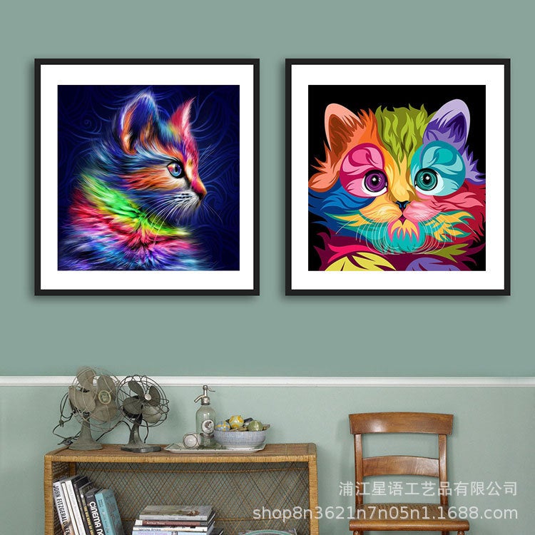 Sale 5D Diamond Painting New Diy Colorful Cat Combination Series Brick And Stone Painting Full Diamond - Image 4