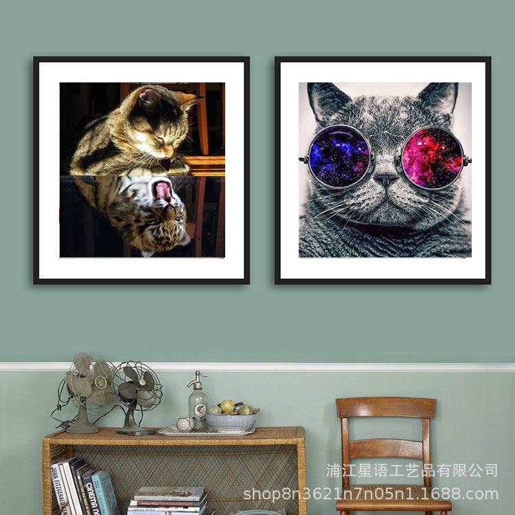 Sale 5D Diamond Painting New Diy Colorful Cat Combination Series Brick And Stone Painting Full Diamond - Image 5