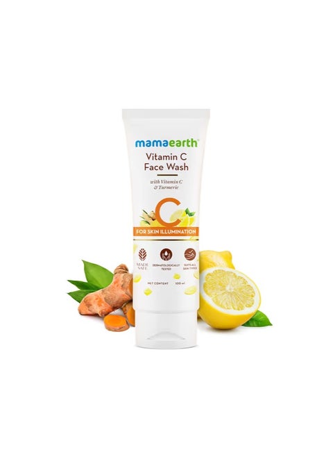 Mamaearth Vitamin C Face Wash with Vitamin C and Turmeric for Illumination Best for Dry, Oily, Sensitive, Normal Skin 100 ml