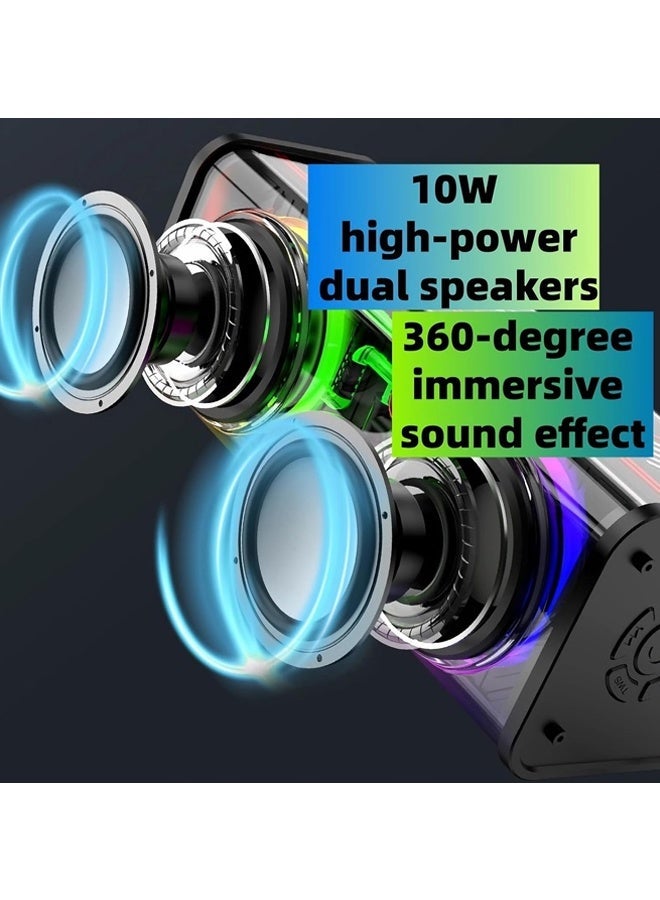 Portable Bluetooth Speaker with LED Lights&Transparent Casing, Sound Box,Bluetooth 5.0 Wireless Outdoor Speakers Support TWS Pairing/TF Card, Stereo Sound, Electronics for Home, Outdoors, Travel (Black) - Image 4