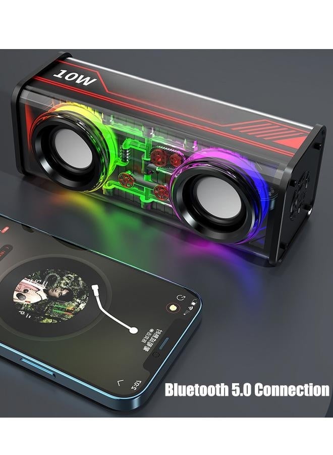 Portable Bluetooth Speaker with LED Lights&Transparent Casing, Sound Box,Bluetooth 5.0 Wireless Outdoor Speakers Support TWS Pairing/TF Card, Stereo Sound, Electronics for Home, Outdoors, Travel (Black) - Image 5
