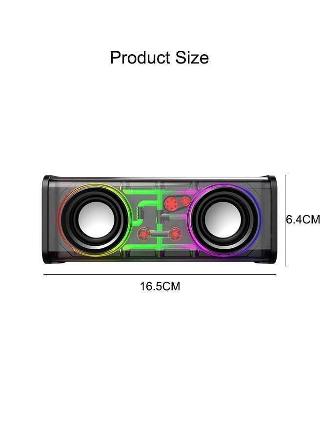 Portable Bluetooth Speaker with LED Lights&Transparent Casing, Sound Box,Bluetooth 5.0 Wireless Outdoor Speakers Support TWS Pairing/TF Card, Stereo Sound, Electronics for Home, Outdoors, Travel (Black) - Image 2