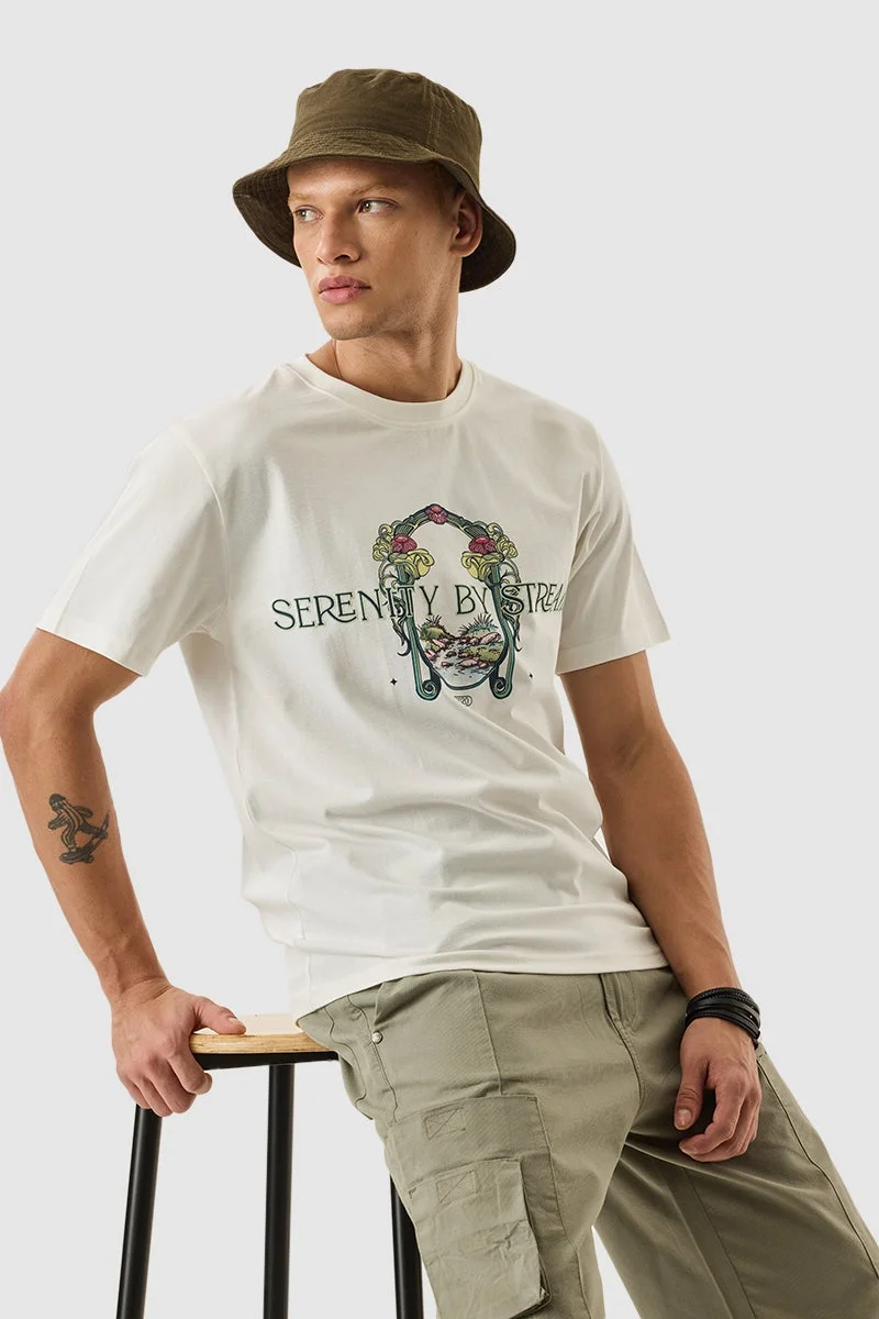 Snitch Off White Off White Graphic Half Sleeve Slim Fit T-Shirt for Men | Best Price UAE