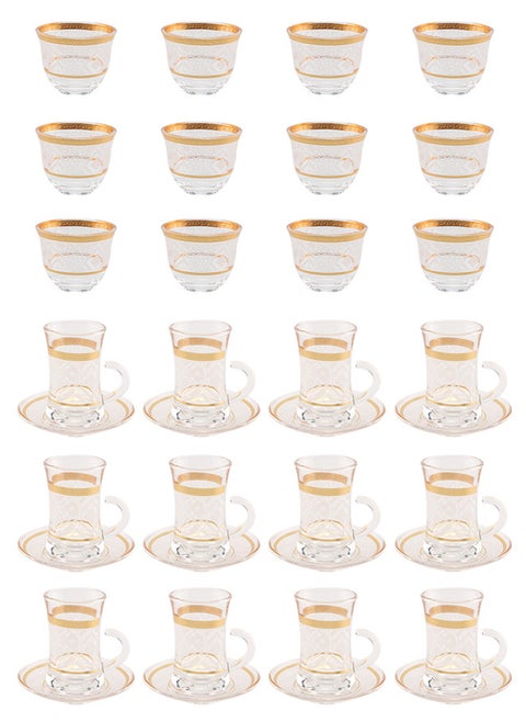 36-Piece Tea & Coffee Glass Set Clear/Gold, Serve for 12
