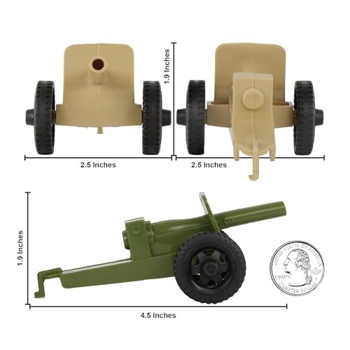 Tim Mee Toy TimMee M3 Artillery OD Green Tan 4pc Plastic Army Men Cannon Playset US Made - Image 5