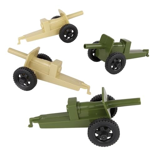 Tim Mee Toy TimMee M3 Artillery OD Green Tan 4pc Plastic Army Men Cannon Playset US Made - Image 1