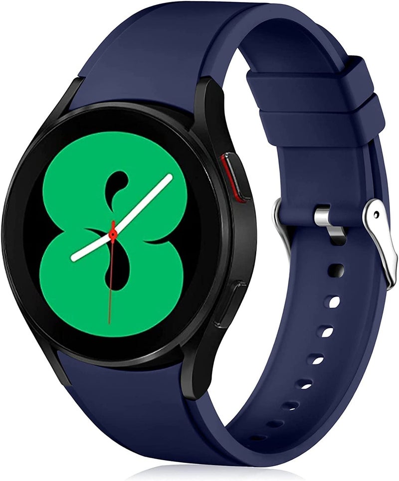 PEFKO PSS33 20MM No Gap Arc Edge Silicone Watch Replacement Bands / Straps Compatible for Samsung Galaxy Watch 4 Band & Galaxy Watch 5 Band 44mm 40mm / Watch 5 Pro Bands 45mm/Galaxy Watch 4 Classic Bands 46mm 42mm, 20mm Sport Strap Wristbands for Men Women Unisex【 👉 Only Silicone Watch Strap ⌚ Watch NOT Included 】 (20MM, NAVY BLUE) - Image 1