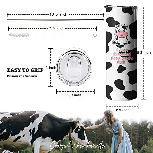 Mofvugz Cow Gifts- Cow Print Tumbler- Cute Stainless Steel Insulated 20 Oz Skinny Tumbler with Lid and Straw- Coffee Travel Mug Cup- Cow Stuff Accessories Decor- Birthday Christmas Gifts for Women Teen Girls - Image 2