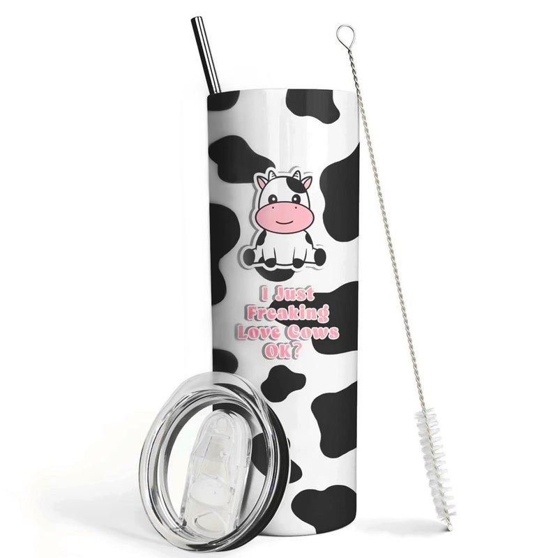 Mofvugz Cow Gifts- Cow Print Tumbler- Cute Stainless Steel Insulated 20 Oz Skinny Tumbler with Lid and Straw- Coffee Travel Mug Cup- Cow Stuff Accessories Decor- Birthday Christmas Gifts for Women Teen Girls - Image 5
