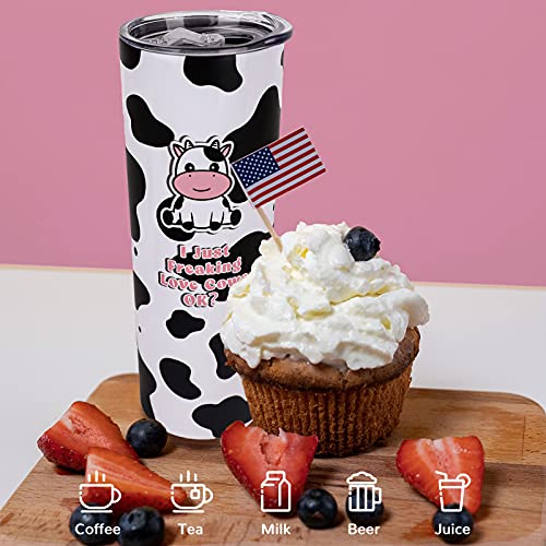 Mofvugz Cow Gifts- Cow Print Tumbler- Cute Stainless Steel Insulated 20 Oz Skinny Tumbler with Lid and Straw- Coffee Travel Mug Cup- Cow Stuff Accessories Decor- Birthday Christmas Gifts for Women Teen Girls - Image 4