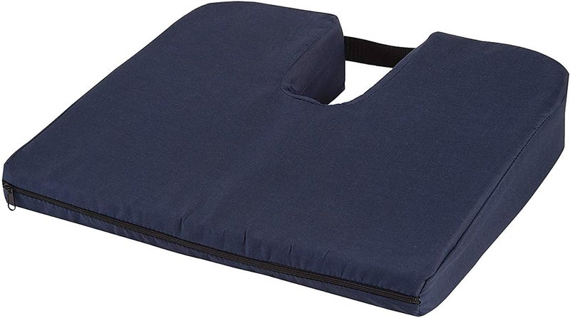 DMI Gradual Slope Seat Cushion for Coccyx Sciatica and Tailbone Pain Used With Dining Room Chairs Desk Chairs Car Seats or Wheelchair Cushions Machine WashableCover 15 Inch Navy - Image 1