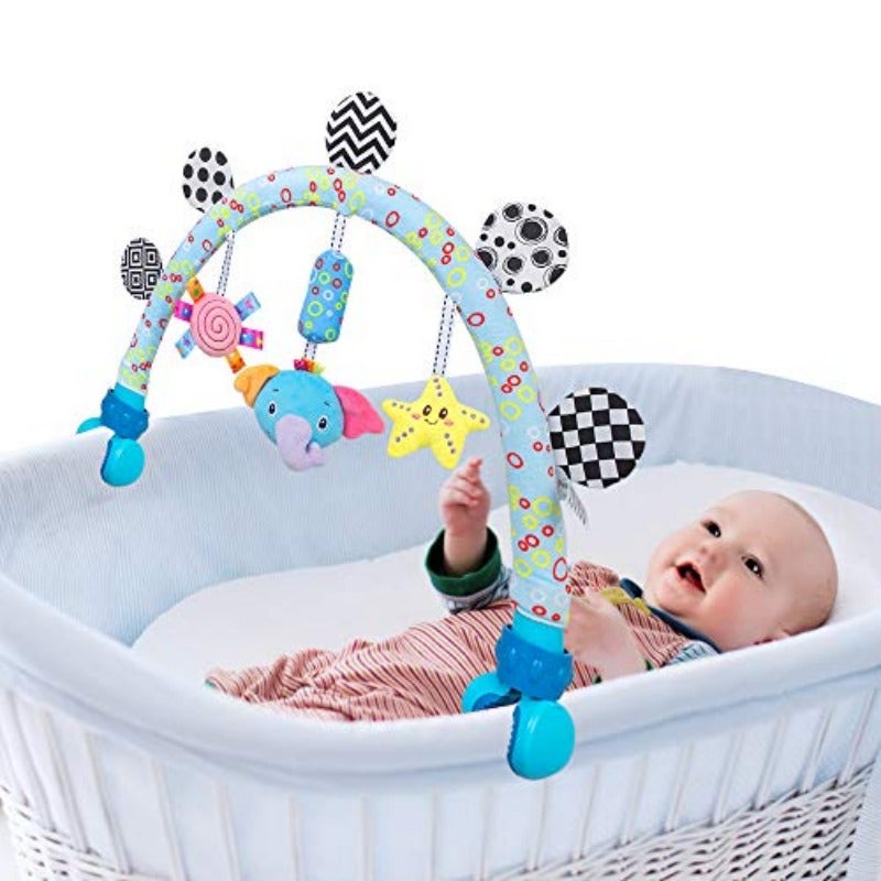Baby bassinet toys Infant Toddlers Crib and Pushchair toy Travel Arch Stroller toy Pram Activity toys for indoor and outdoor Elephant - Image 1