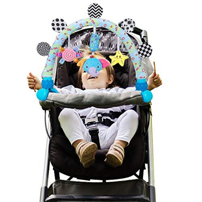 Baby bassinet toys Infant Toddlers Crib and Pushchair toy Travel Arch Stroller toy Pram Activity toys for indoor and outdoor Elephant - Image 2