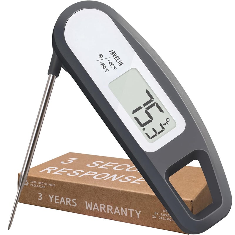 Lavatools مقياس حرارة اللحم الرقمي الفوري لافاتولز جافلين® فائق السرعة 3 ثوانٍ للشواء والطهي، 2.75" مسبار، تصميم مدمج قابل للطي، شاشة كبيرة، مقاوم للماء IP65، معتمد من NSF - سمسم - Image 1