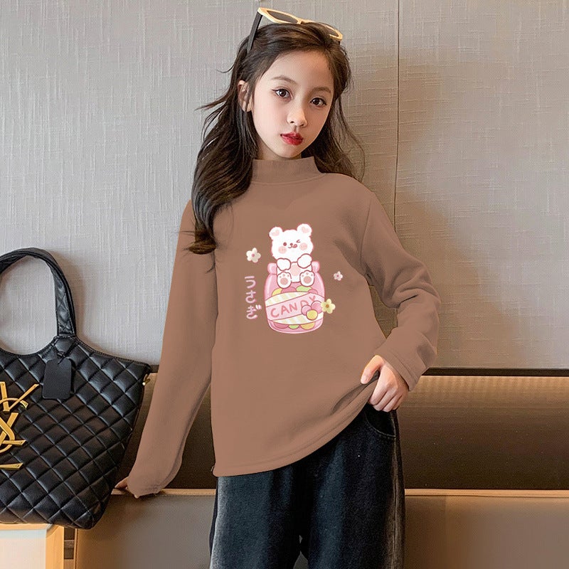 Y2103# Baby Long Sleeve T-Shirt De Rong Wear Thin Girls' Jacket Autumn Girls' Clothes Children'S Foreign Style T - Image 1