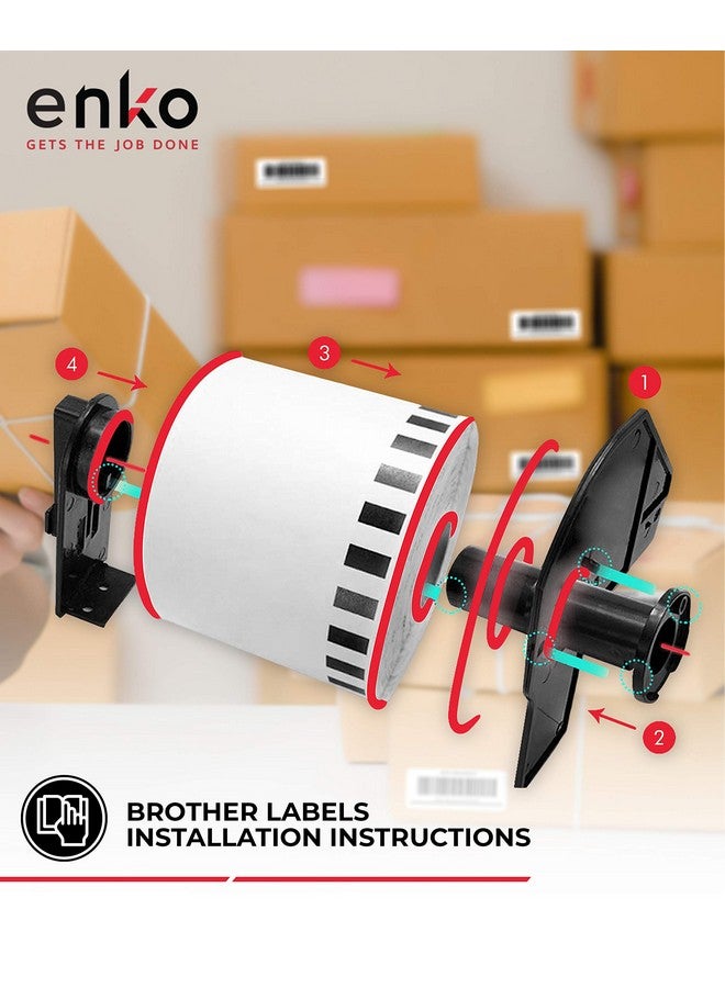enKo Products Enko Compatible Dk1201 Standard Address 11/7 X 31/2 Replacement Labels Compatible For Brother Ql Label Printers [12 Rolls / 4800 Labels With 4 Refillable Cartridge Frame] - Image 3