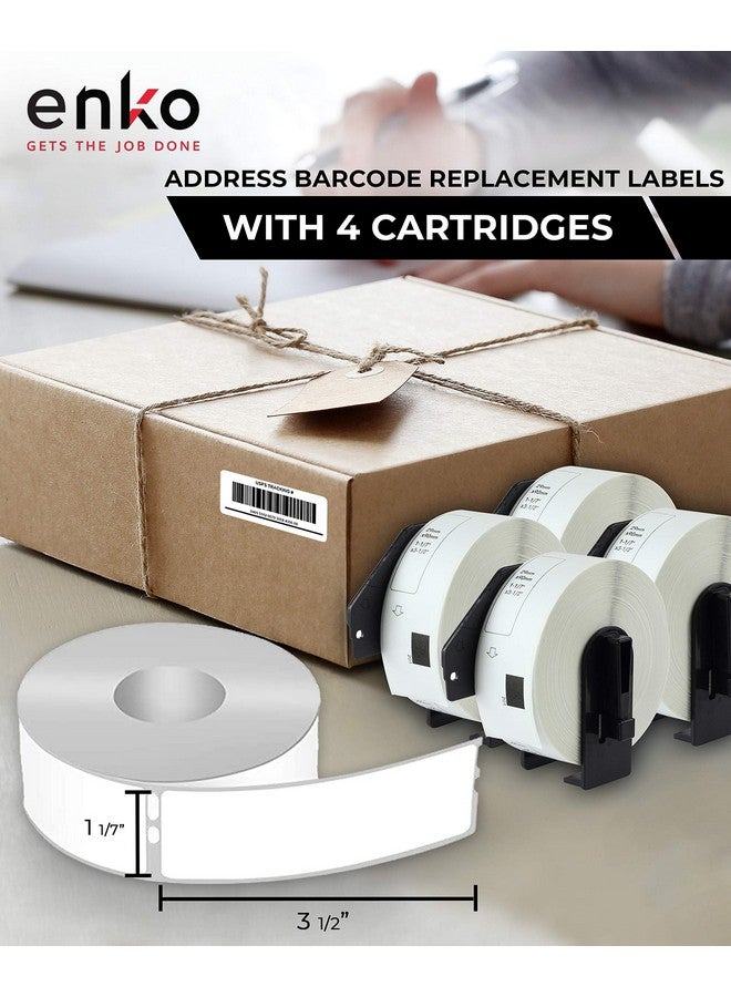 enKo Products Enko Compatible Dk1201 Standard Address 11/7 X 31/2 Replacement Labels Compatible For Brother Ql Label Printers [12 Rolls / 4800 Labels With 4 Refillable Cartridge Frame] - Image 2