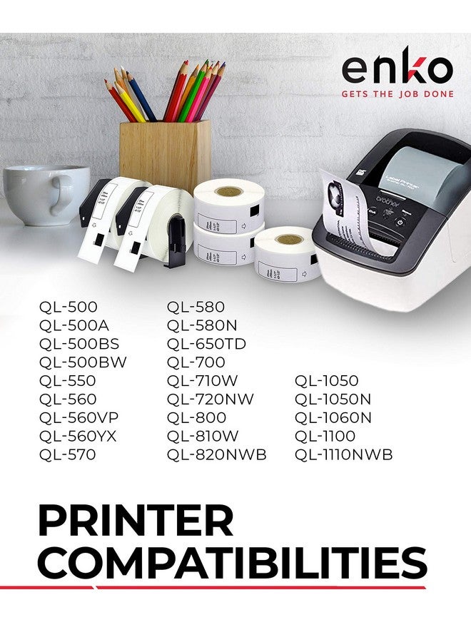enKo Products Enko Compatible Dk1201 Standard Address 11/7 X 31/2 Replacement Labels Compatible For Brother Ql Label Printers [12 Rolls / 4800 Labels With 4 Refillable Cartridge Frame] - Image 4