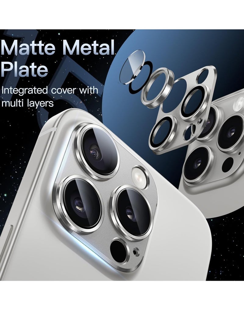 Raxoom Camera Lens Protector for iPhone 15 Pro 6.1-Inch and iPhone 15 Pro Max 6.7-Inch, Full Coverage 9H Tempered Glass Ring Cover, Matte Metal Plate, Case Friendly, 1-Pack (White) - Image 2
