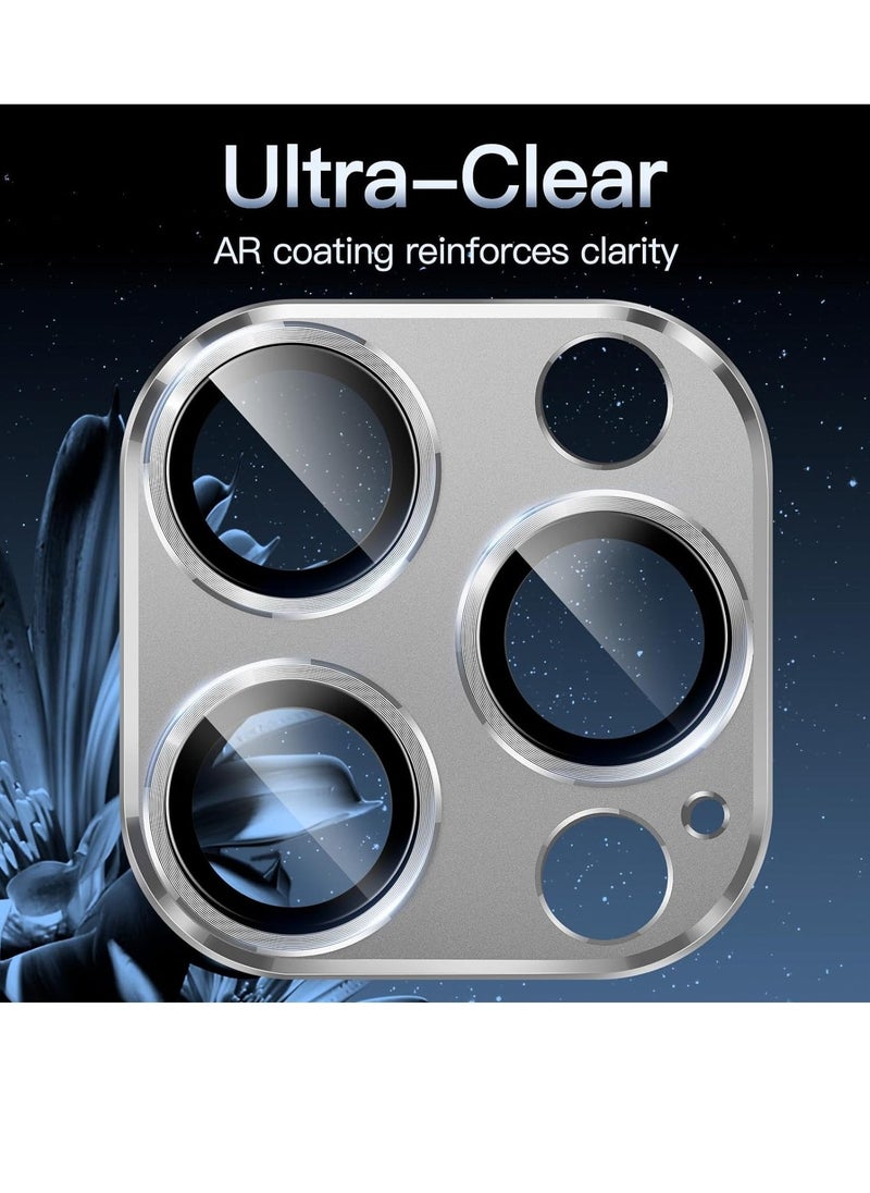 Raxoom Camera Lens Protector for iPhone 15 Pro 6.1-Inch and iPhone 15 Pro Max 6.7-Inch, Full Coverage 9H Tempered Glass Ring Cover, Matte Metal Plate, Case Friendly, 1-Pack (White) - Image 4