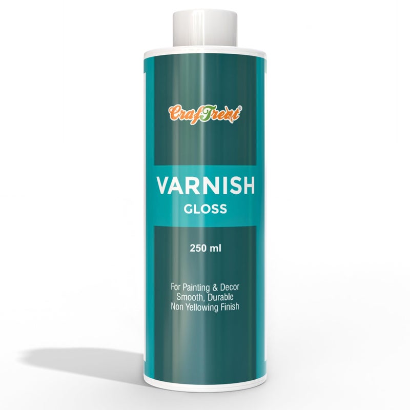 CrafTreat CrafTreat Premium Gloss Varnish - 250ml | Protective Top Coat for Acrylics, Clay, Wood & Canvas Art - Image 1