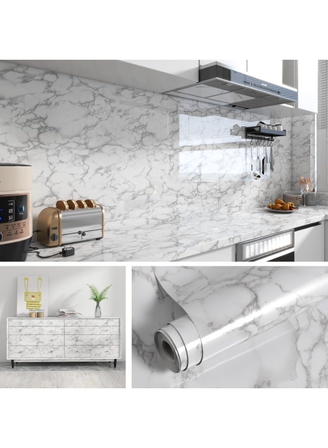 Sharpdo Marble Countertop Contact Paper, Peel and Stick, Waterproof Marble Color, Peel and Stick Wallpaper, Self Adhesive Wallpaper for Bathroom and Kitchen Countertops, Glossy (3m x 60cm) - Image 5