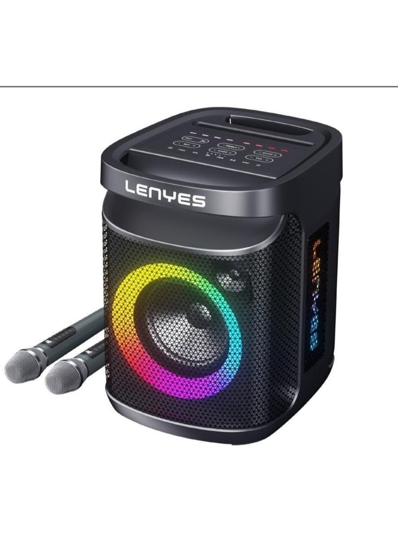 Lenyes S881 Wireless Bluetooth Party Speaker with RGB Lights and Karaoke Microphones - Image 1
