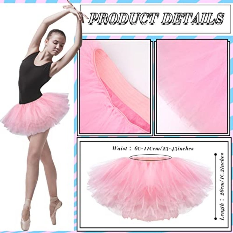 Zhanmai Tutu Skirt Women Adult Classic Elastic 5 Laye Short Tulle Skirt 80's Dance Costume for Lady - Image 5
